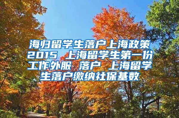 海归留学生落户上海政策2015 上海留学生第一份工作外服 落户 上海留学生落户缴纳社保基数