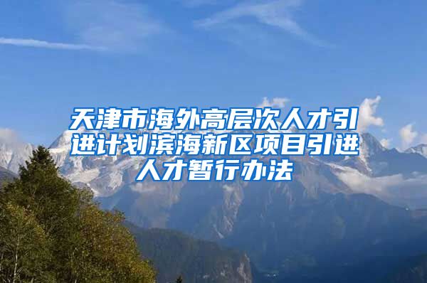 天津市海外高层次人才引进计划滨海新区项目引进人才暂行办法