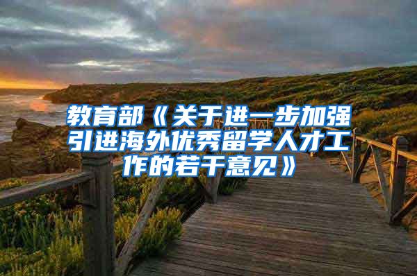 教育部《关于进一步加强引进海外优秀留学人才工作的若干意见》