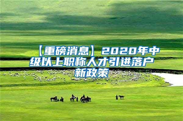 【重磅消息】2020年中级以上职称人才引进落户新政策