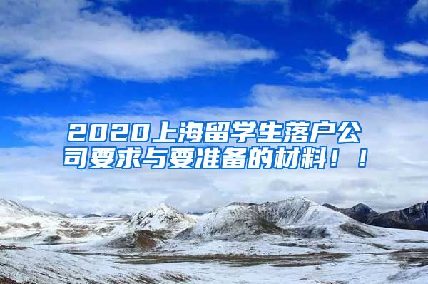 2020上海留学生落户公司要求与要准备的材料！！