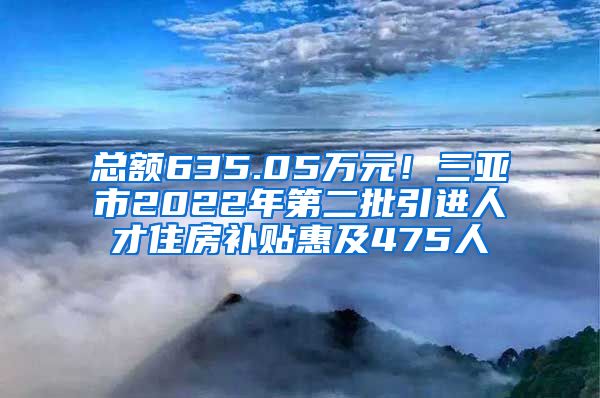 总额635.05万元！三亚市2022年第二批引进人才住房补贴惠及475人