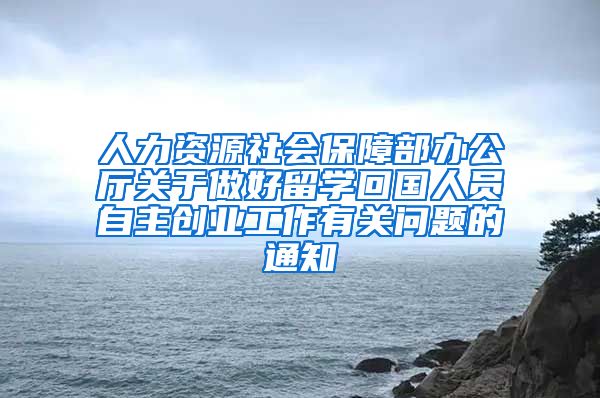 人力资源社会保障部办公厅关于做好留学回国人员自主创业工作有关问题的通知