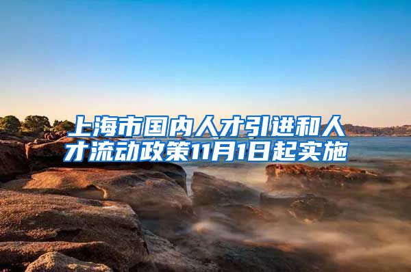 上海市国内人才引进和人才流动政策11月1日起实施