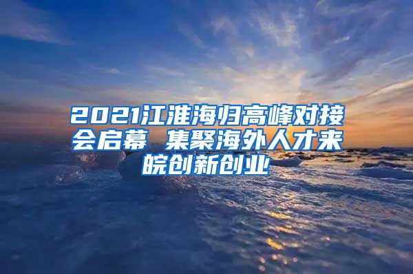 2021江淮海归高峰对接会启幕 集聚海外人才来皖创新创业