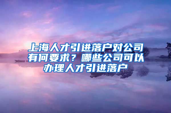 上海人才引进落户对公司有何要求？哪些公司可以办理人才引进落户