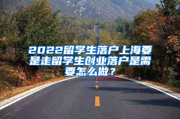 2022留学生落户上海要是走留学生创业落户是需要怎么做？