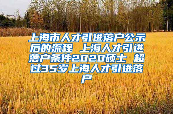 上海市人才引进落户公示后的流程 上海人才引进落户条件2020硕士 超过35岁上海人才引进落户