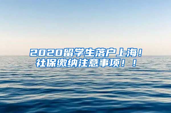 2020留学生落户上海！社保缴纳注意事项！！