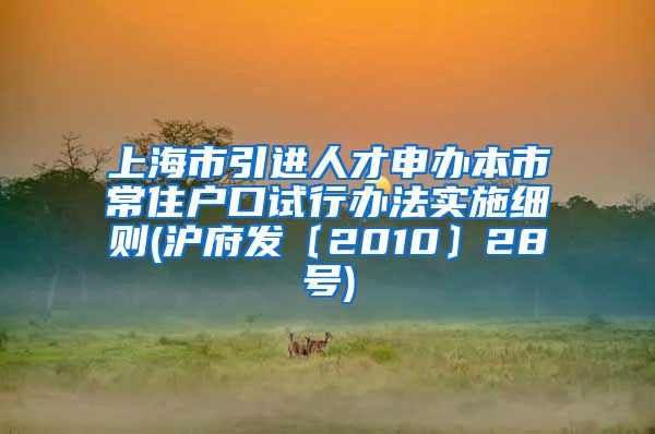 上海市引进人才申办本市常住户口试行办法实施细则(沪府发〔2010〕28号)