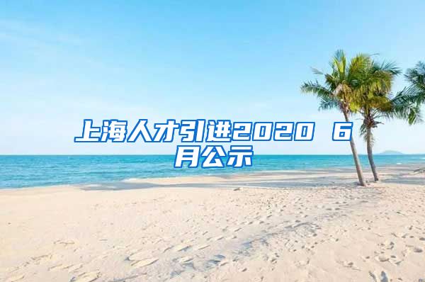 上海人才引进2020 6月公示