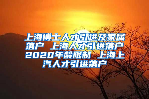 上海博士人才引进及家属落户 上海人才引进落户2020年龄限制 上海上汽人才引进落户