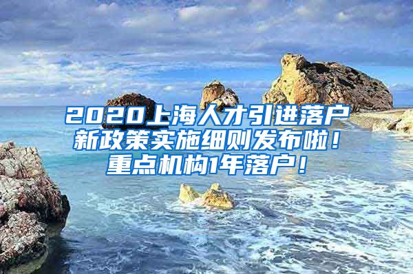 2020上海人才引进落户新政策实施细则发布啦！重点机构1年落户！