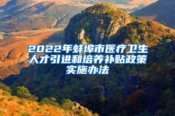 2022年蚌埠市医疗卫生人才引进和培养补贴政策实施办法