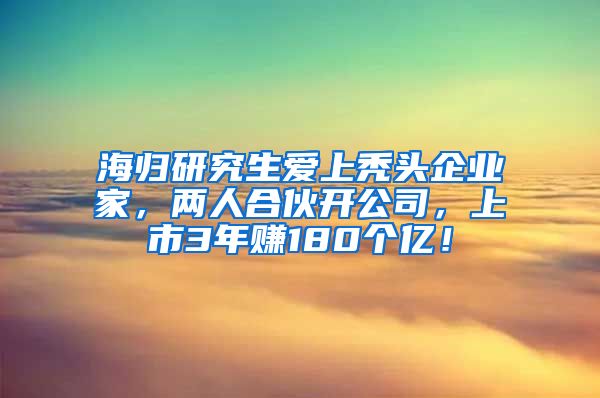 海归研究生爱上秃头企业家，两人合伙开公司，上市3年赚180个亿！