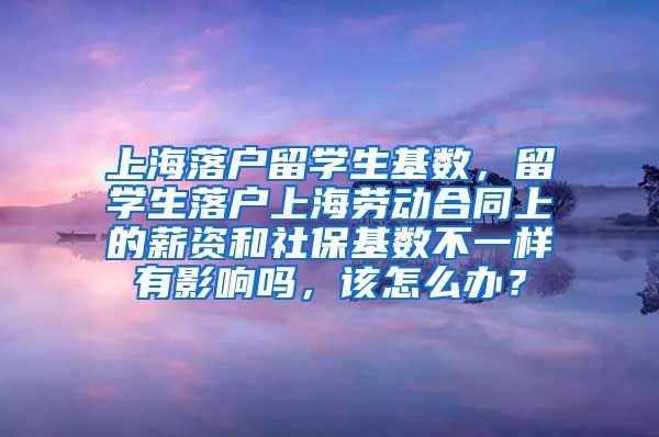 上海落户留学生基数，留学生落户上海劳动合同上的薪资和社保基数不一样有影响吗，该怎么办？