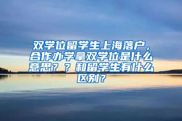 双学位留学生上海落户，合作办学拿双学位是什么意思？？和留学生有什么区别？