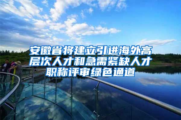 安徽省将建立引进海外高层次人才和急需紧缺人才职称评审绿色通道