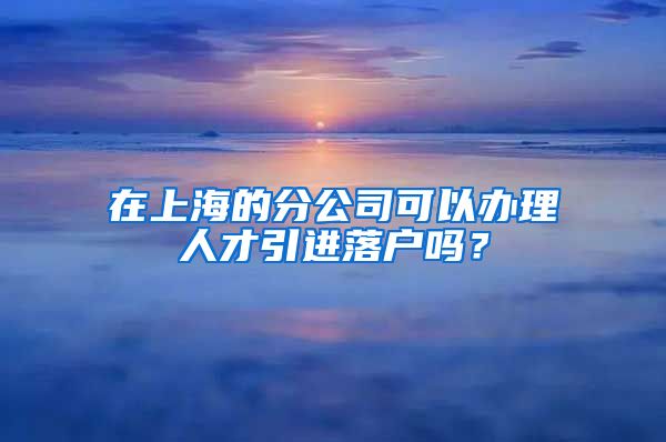 在上海的分公司可以办理人才引进落户吗？