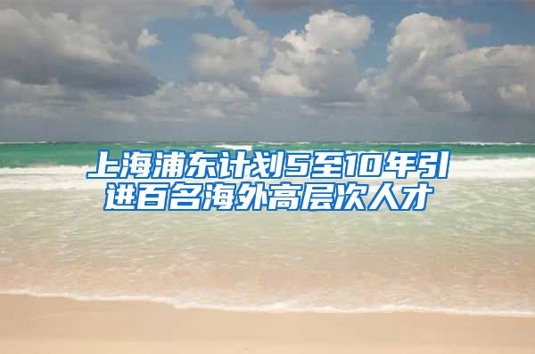 上海浦东计划5至10年引进百名海外高层次人才