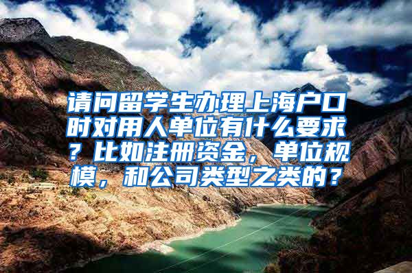 请问留学生办理上海户口时对用人单位有什么要求？比如注册资金，单位规模，和公司类型之类的？