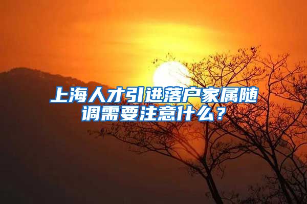 上海人才引进落户家属随调需要注意什么？