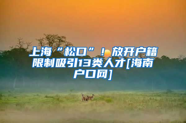 上海“松口”！放开户籍限制吸引13类人才[海南户口网]