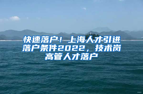 快速落户！上海人才引进落户条件2022，技术岗高管人才落户