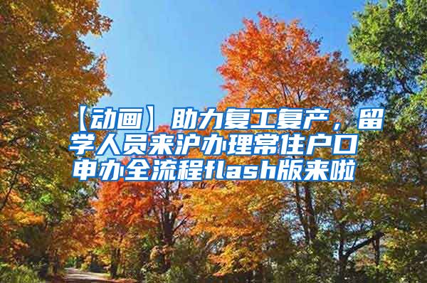 【动画】助力复工复产，留学人员来沪办理常住户口申办全流程flash版来啦