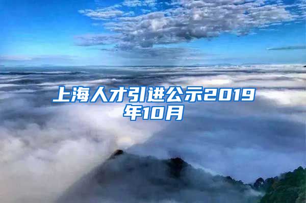 上海人才引进公示2019年10月