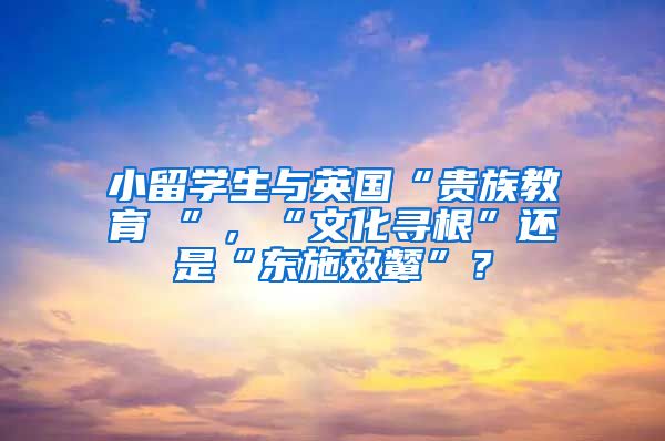 小留学生与英国“贵族教育 ”，“文化寻根”还是“东施效颦”？