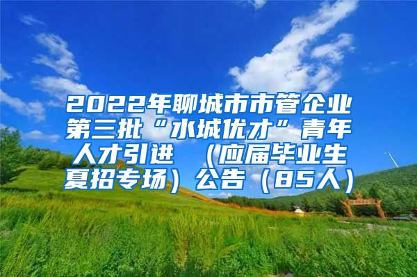 2022年聊城市市管企业第三批“水城优才”青年人才引进 （应届毕业生夏招专场）公告（85人）