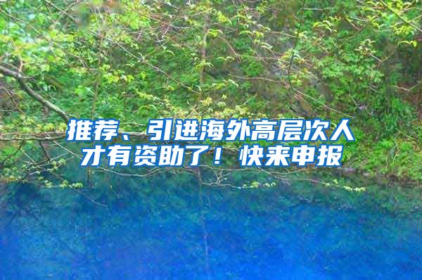 推荐、引进海外高层次人才有资助了！快来申报