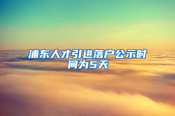 浦东人才引进落户公示时间为5天