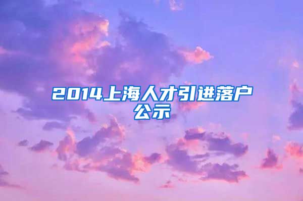 2014上海人才引进落户公示