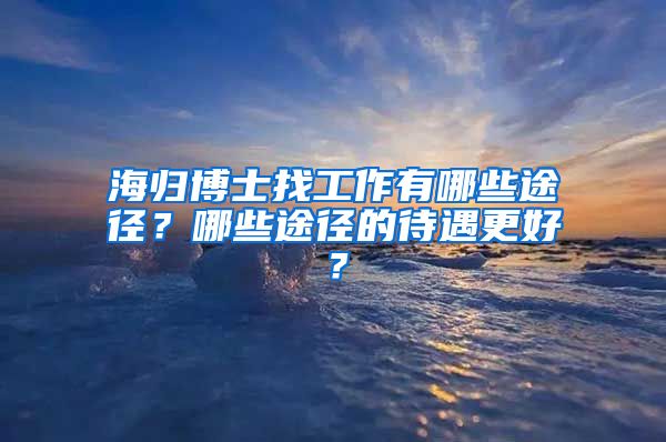 海归博士找工作有哪些途径？哪些途径的待遇更好？