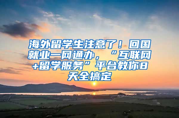 海外留学生注意了！回国就业一网通办，“互联网+留学服务”平台教你8天全搞定