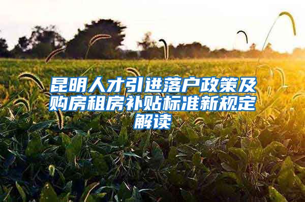 昆明人才引进落户政策及购房租房补贴标准新规定解读