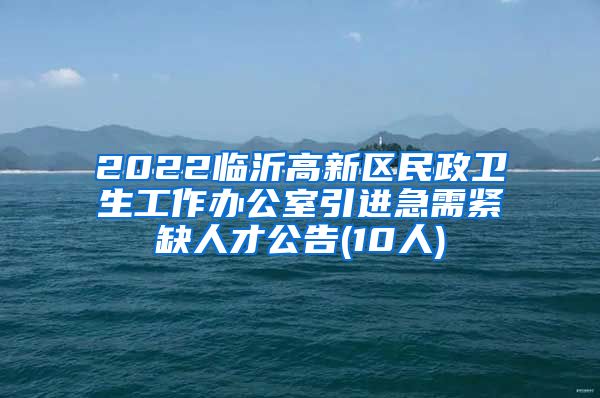 2022临沂高新区民政卫生工作办公室引进急需紧缺人才公告(10人)