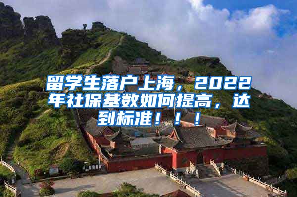 留学生落户上海，2022年社保基数如何提高，达到标准！！！