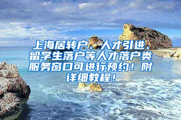 上海居转户、人才引进、留学生落户等人才落户类服务窗口可进行预约！附详细教程！