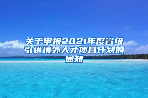 关于申报2021年度省级引进境外人才项目计划的通知