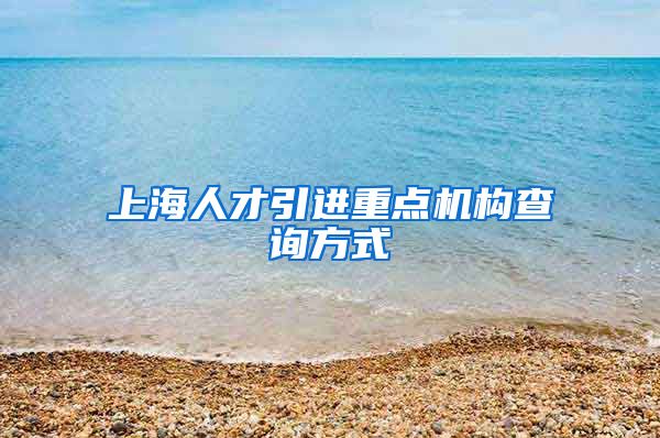 上海人才引进重点机构查询方式