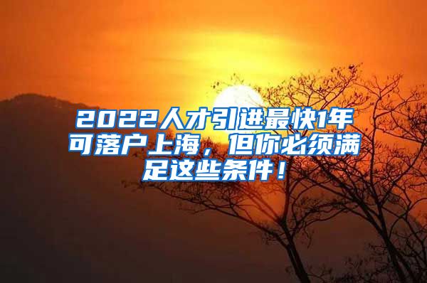 2022人才引进最快1年可落户上海，但你必须满足这些条件！