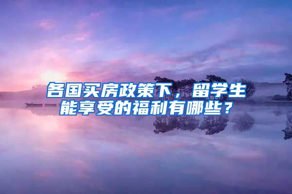 各国买房政策下，留学生能享受的福利有哪些？