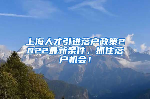 上海人才引进落户政策2022最新条件，抓住落户机会！