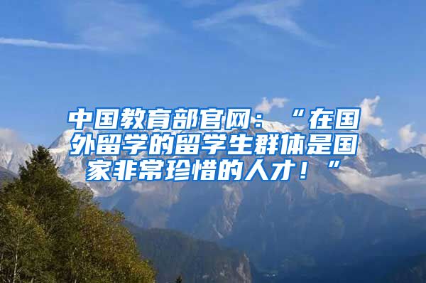 中国教育部官网：“在国外留学的留学生群体是国家非常珍惜的人才！”