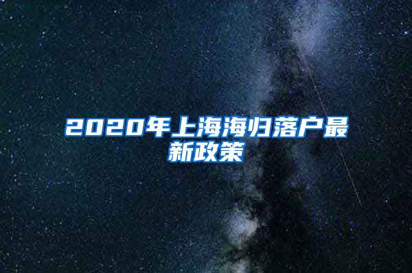 2020年上海海归落户最新政策