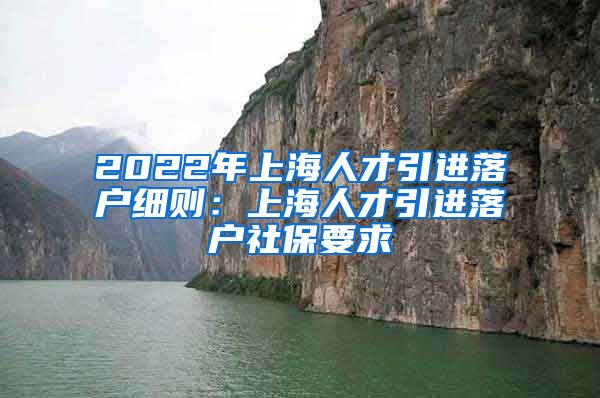 2022年上海人才引进落户细则：上海人才引进落户社保要求