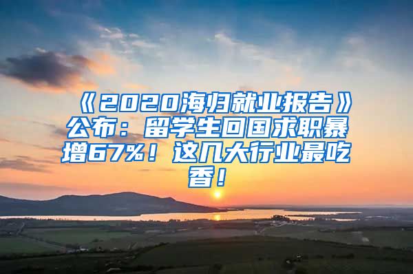 《2020海归就业报告》公布：留学生回国求职暴增67%！这几大行业最吃香！